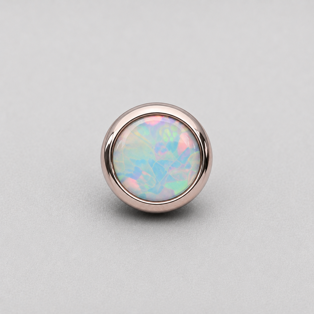 Titanium Fire Opal Bezel Piercing Top