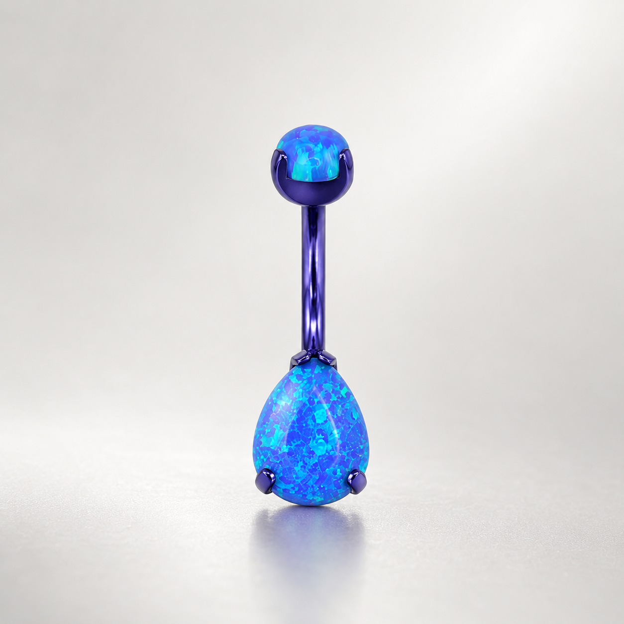 Teardrop Double Opal Titanium Belly Ring