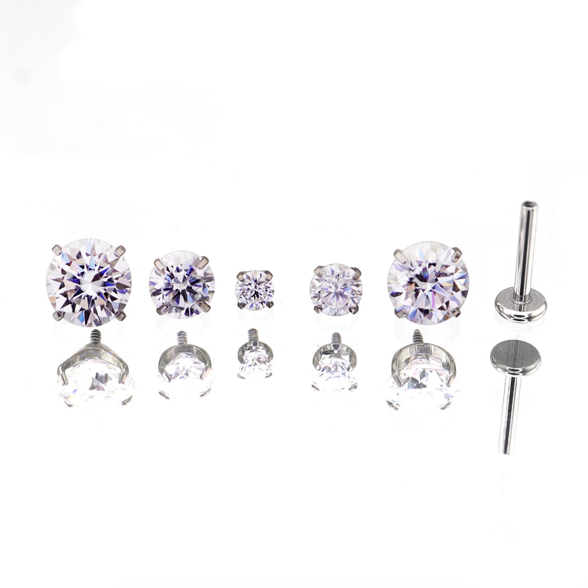 High-Shine Moissanite Internally Threaded Titanium Studs - High-Shine Moissanite Internally Threaded Titanium Studs - 3mm / 6mm by CRUXJEWELRY