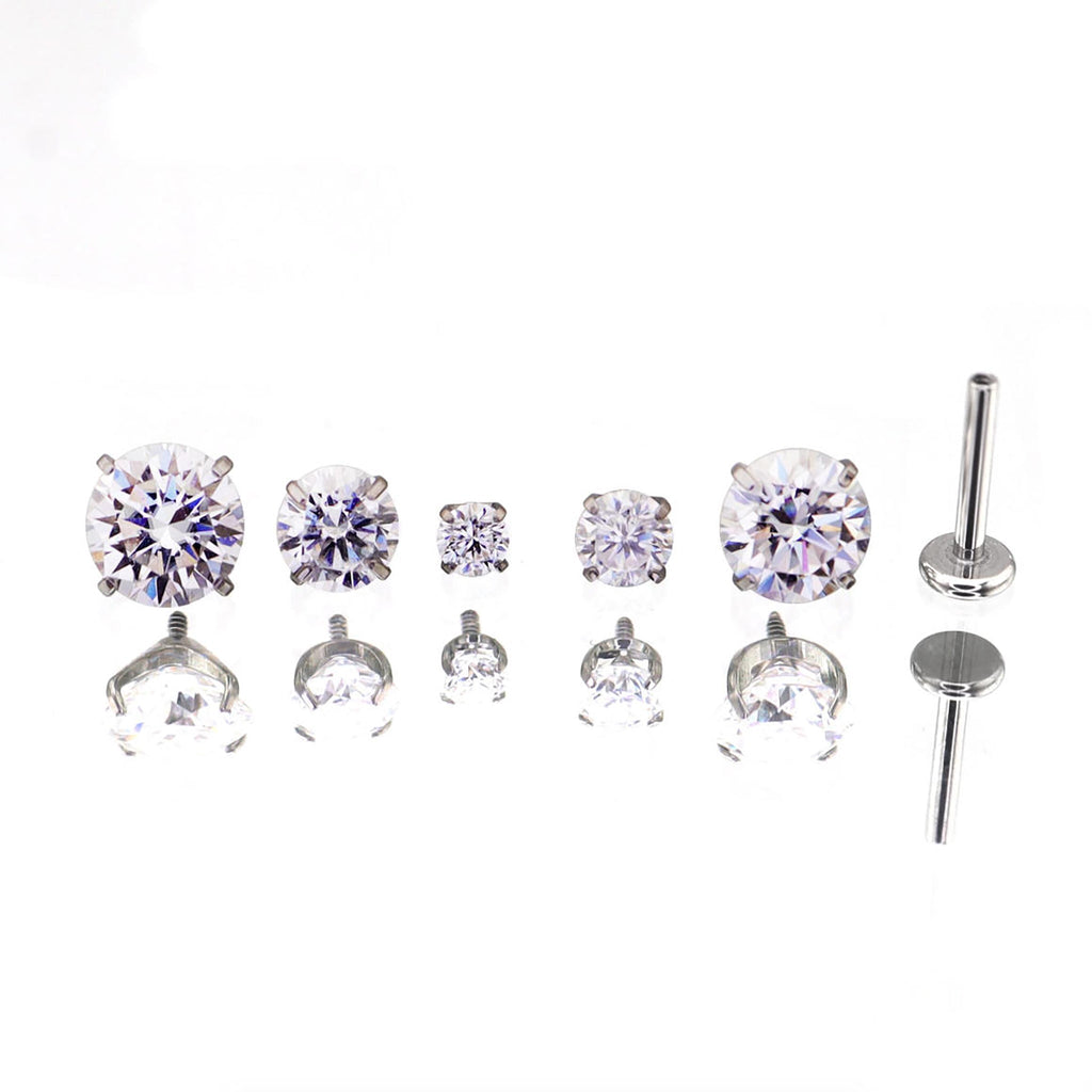 Luxurious Moissanite Flat Back Stud - Brilliant Implant Grade Titanium Ear & Lip Piercing