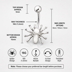 Spider CZ Stainless Steel Belly Ring