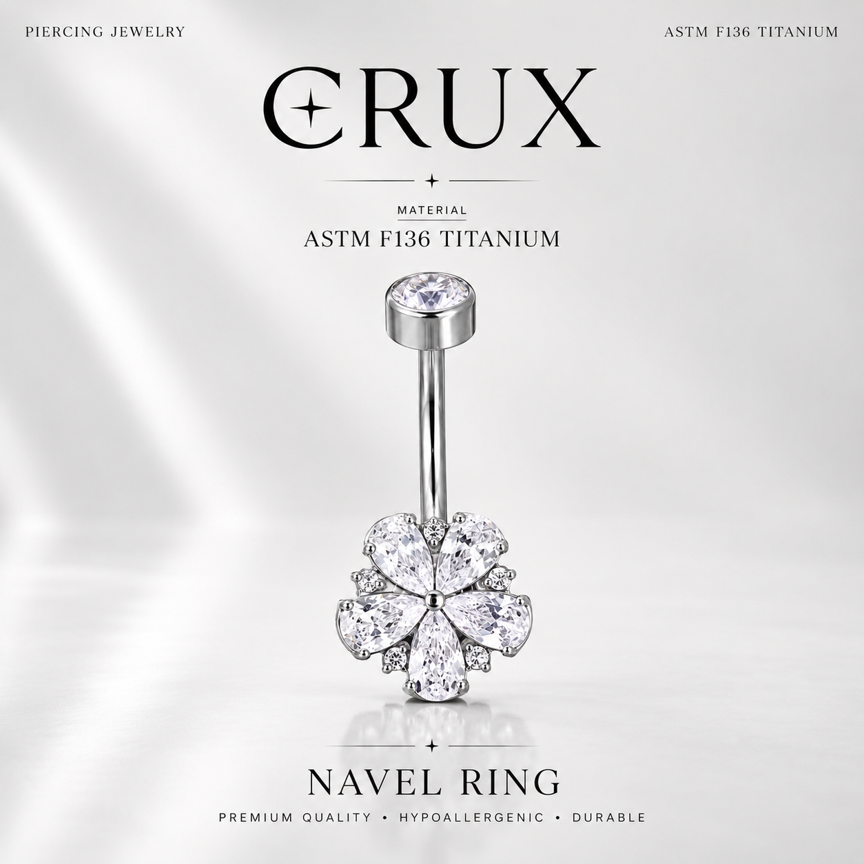 Kirschblüten-Bauchnabelpiercing aus Titan und Zirkonia 