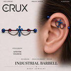Cathedral Cross Chain titanium industrial barbell, front view