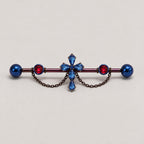 Cathedral Cross Chain titanium industrial barbell, detail view 4