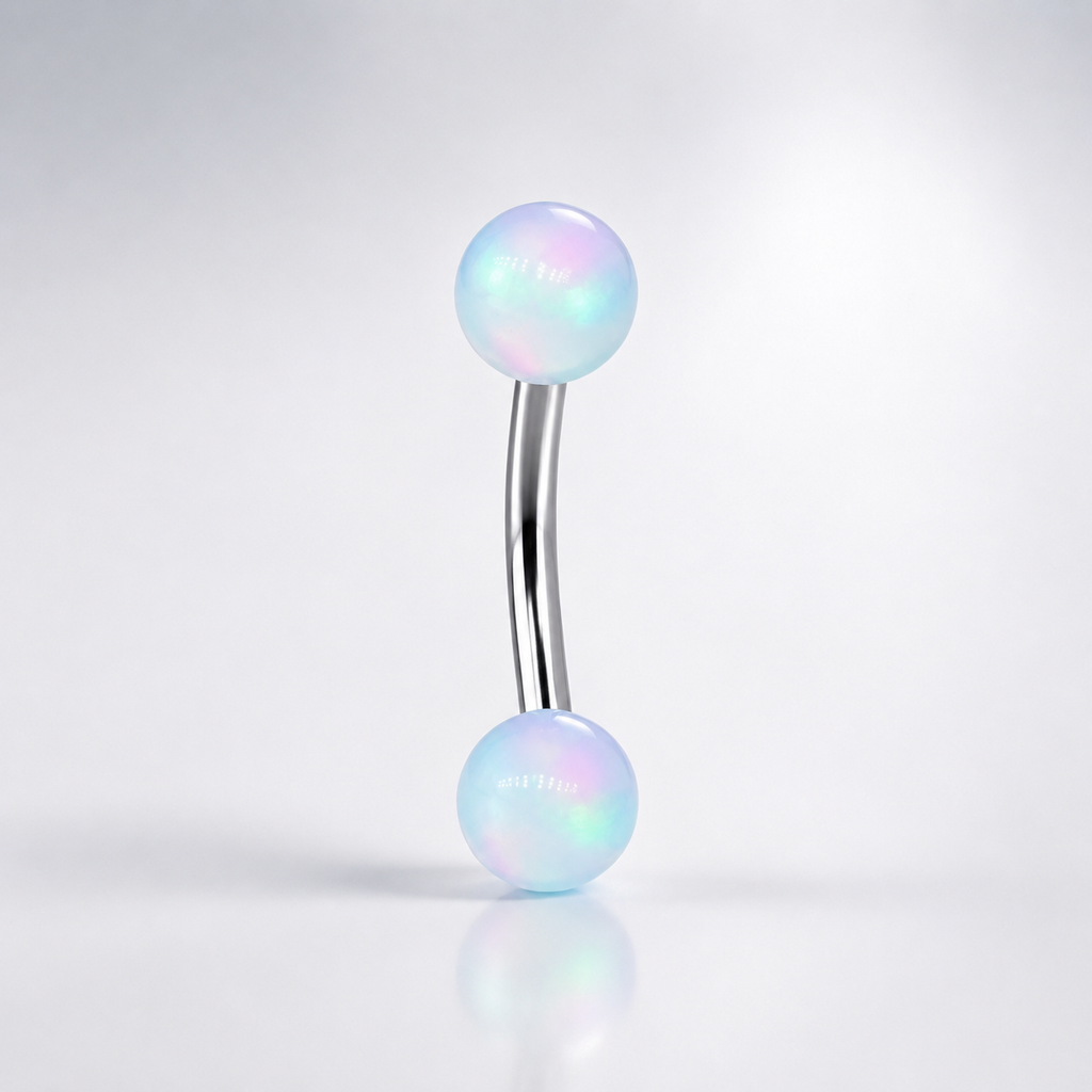Opal Ball Titanium Eyebrow Barbell