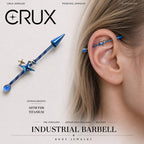 Celestial Arrow titanium industrial barbell, front view