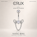 Heart-Shaped CZ Bow Tie Dangle Belly Ring