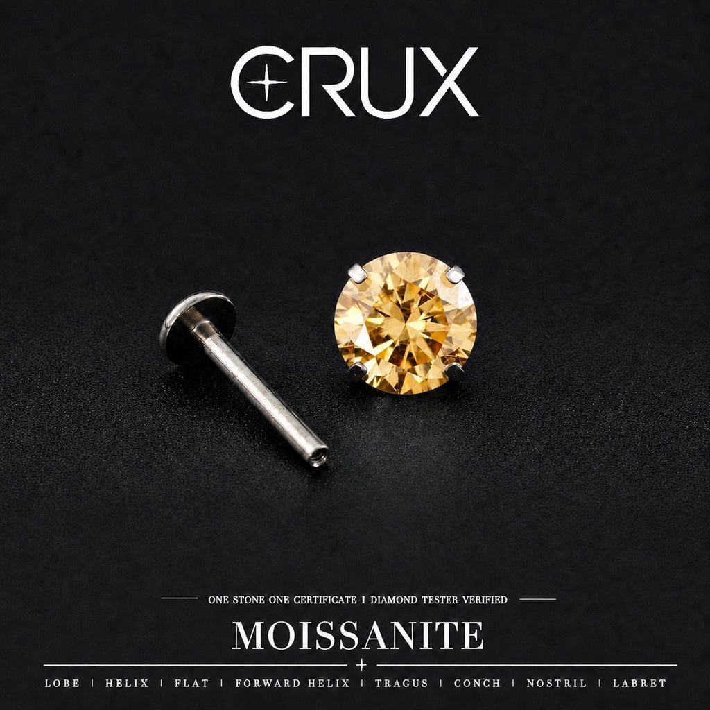 Champagne Gold Moissanite Flat Back Stud - product image 1
