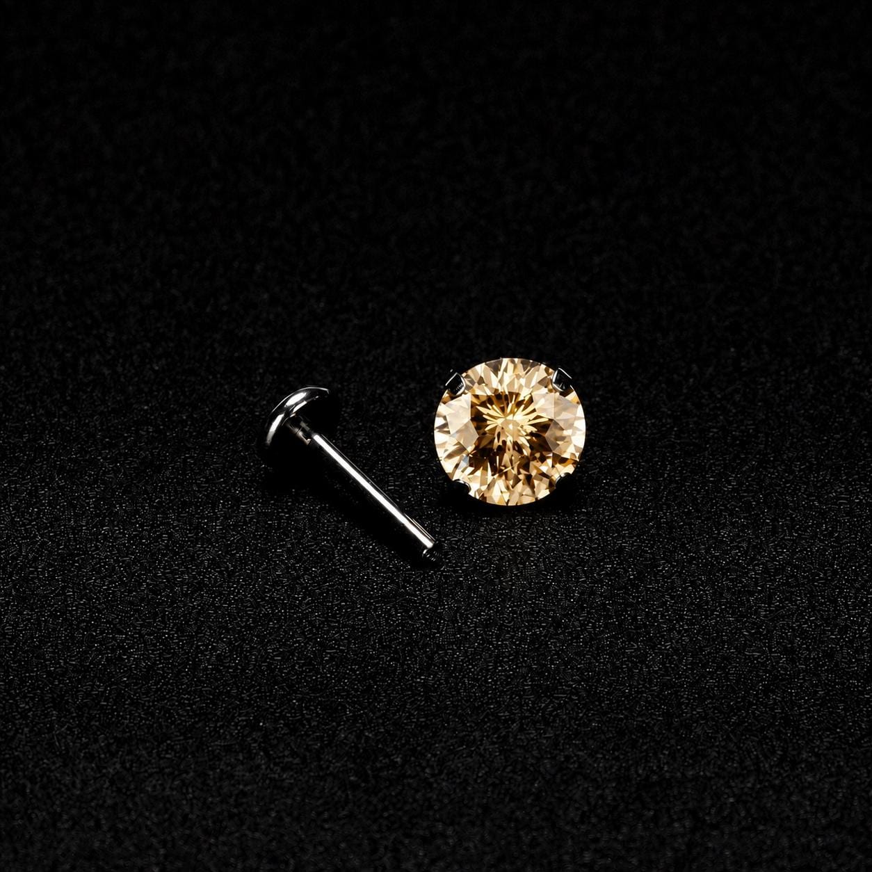 Champagne Gold Moissanite Flat Back Stud - product image 5