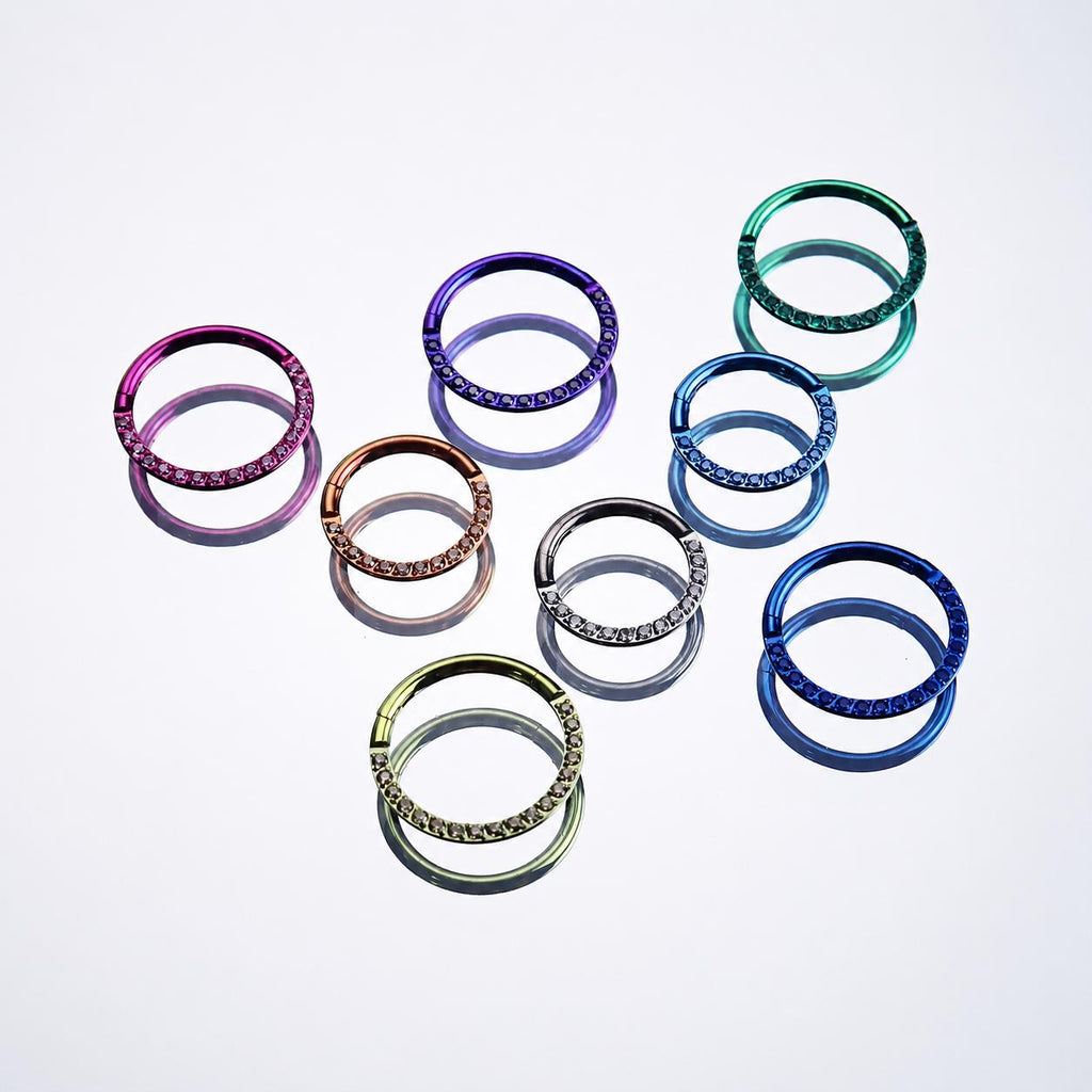 Titanium Pavé CZ Septum Clicker detail 2