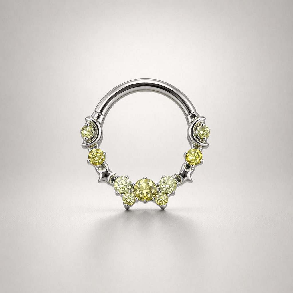 Titanium Starry CZ Septum Clicker detail 7