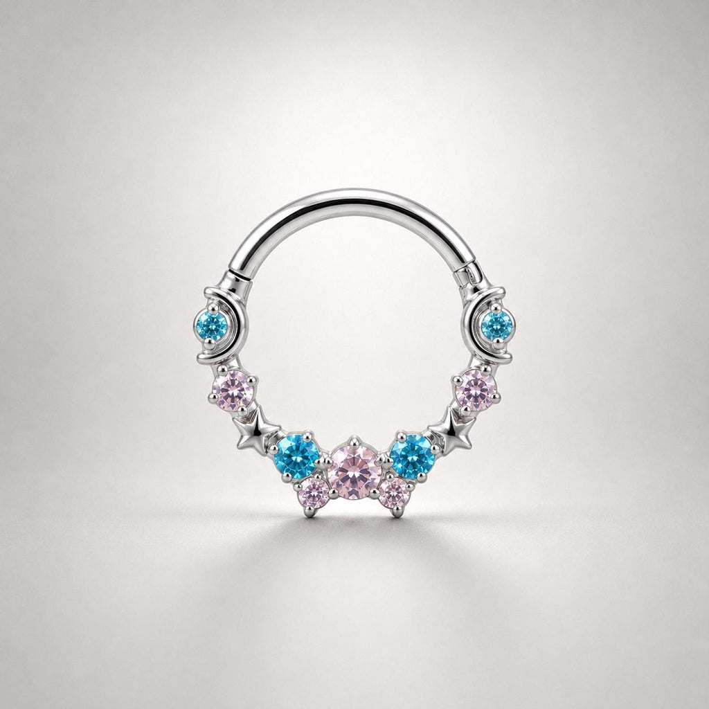 Titanium Starry CZ Septum Clicker detail 8