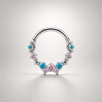 Titanium Starry CZ Septum Clicker detail 8