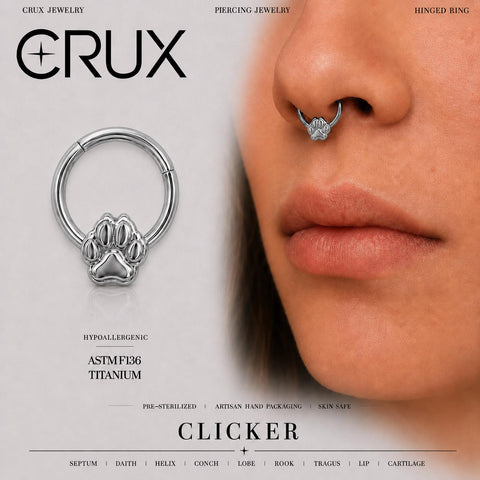 Titanium Paw Print Septum Clicker