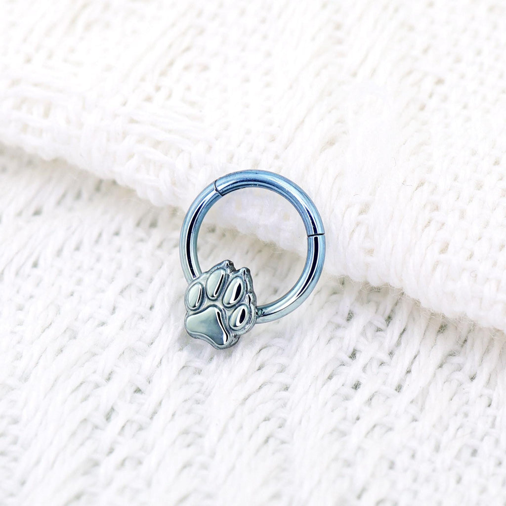 Titanium Paw Print Septum Clicker detail 7