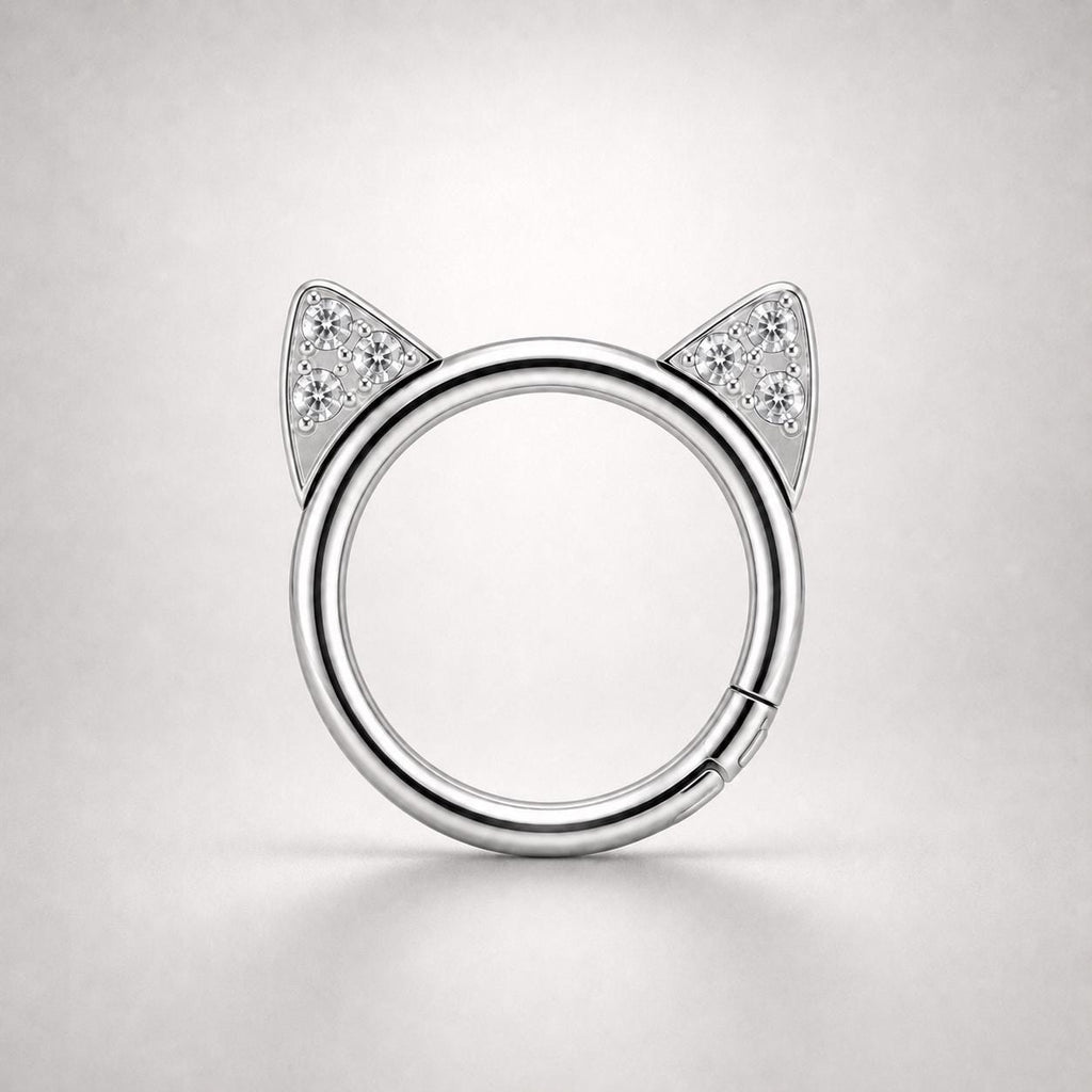 Titanium Crystal Cat Ear Septum Clicker detail 7