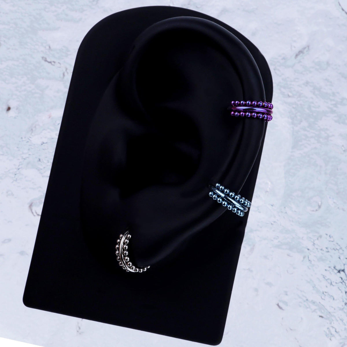 Titanium Double Hoop Beaded Septum Clicker detail 5