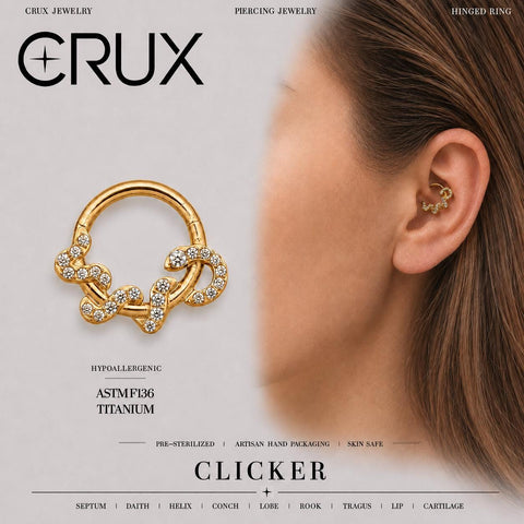 Titanium Snake CZ Septum Clicker