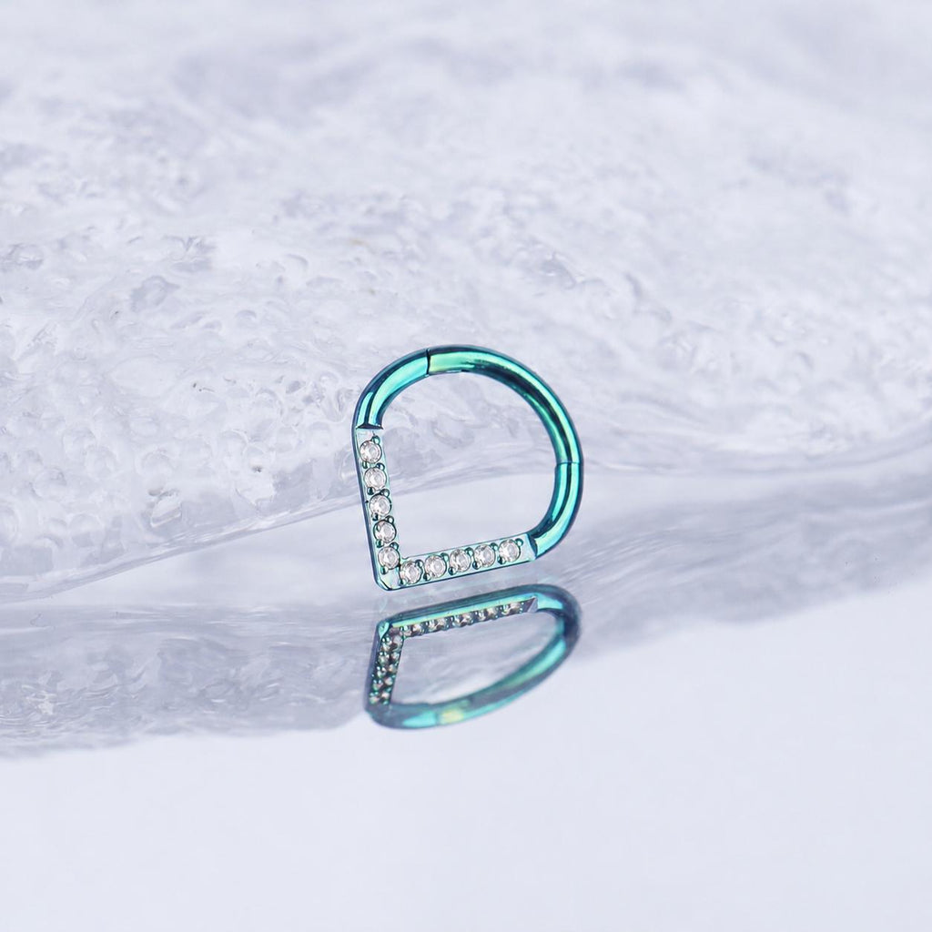 Titanium CZ Teardrop Septum Clicker detail 6