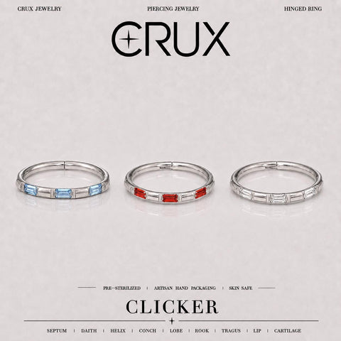 Titanium Baguette CZ Septum Clicker