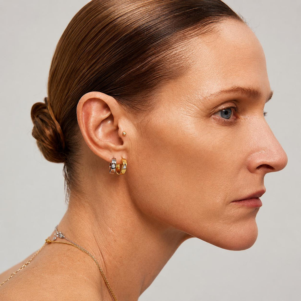 Sterling Silver Teardrop CZ Hoop Earrings detail 2
