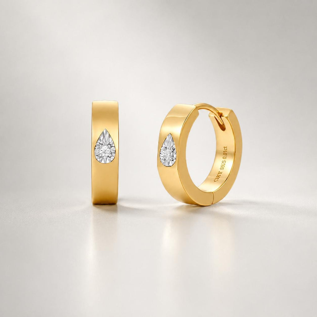 Sterling Silver Teardrop CZ Hoop Earrings detail 7