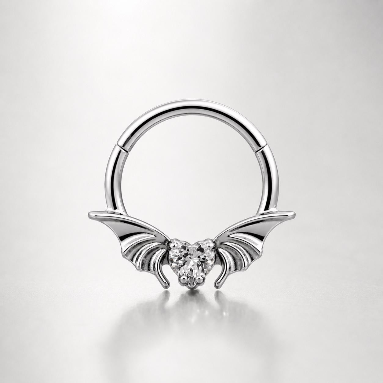 Titanium Bat Wing Heart Septum Clicker detail 7