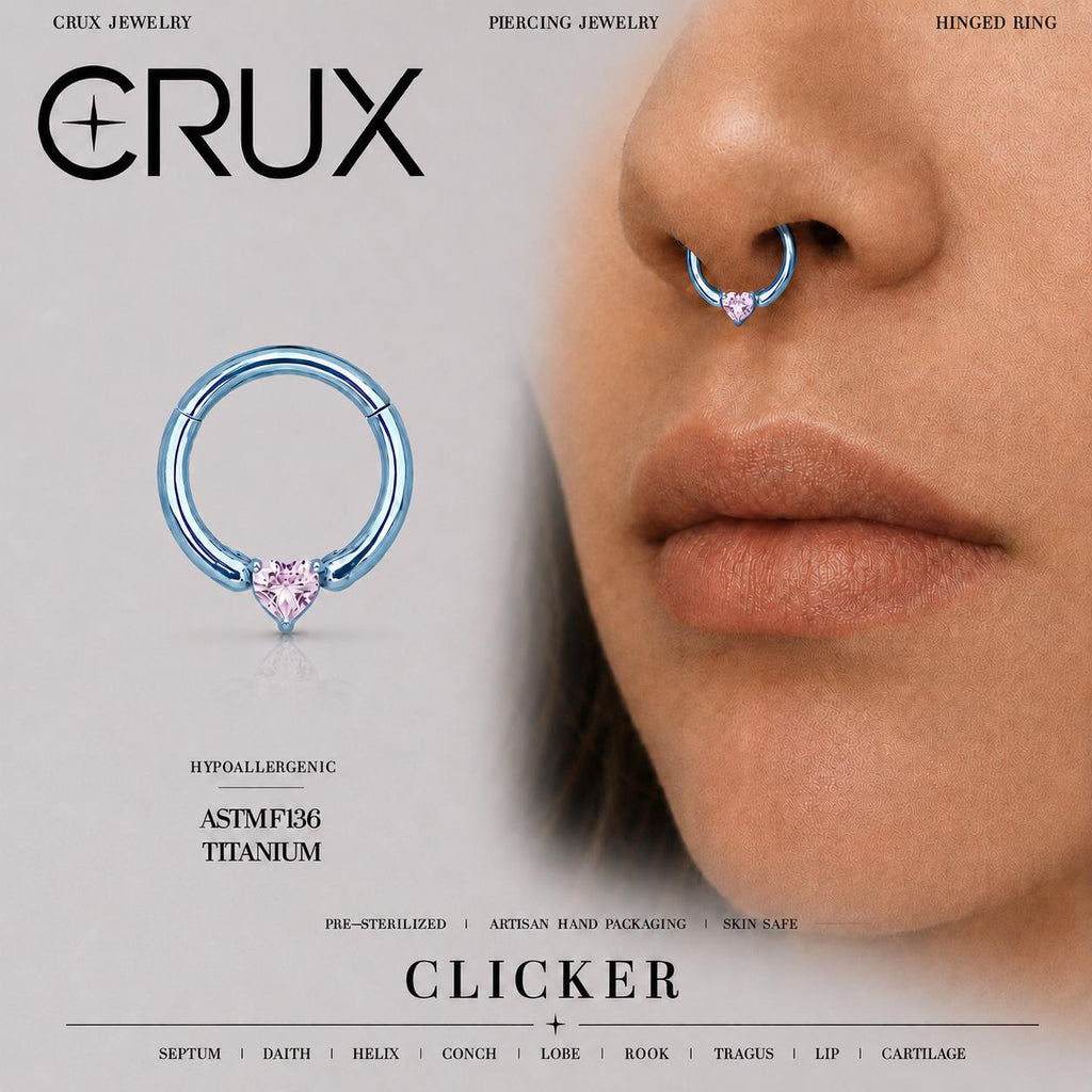 Titanium Sweetheart CZ Septum Clicker