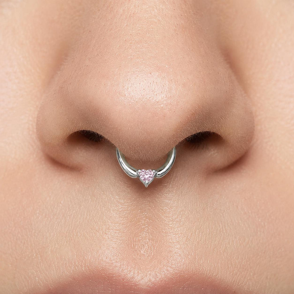 Titanium Sweetheart CZ Septum Clicker detail 2