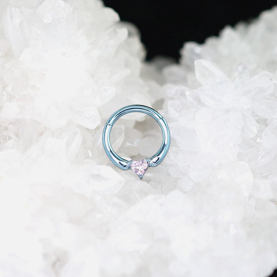 Titanium Sweetheart CZ Septum Clicker detail 3