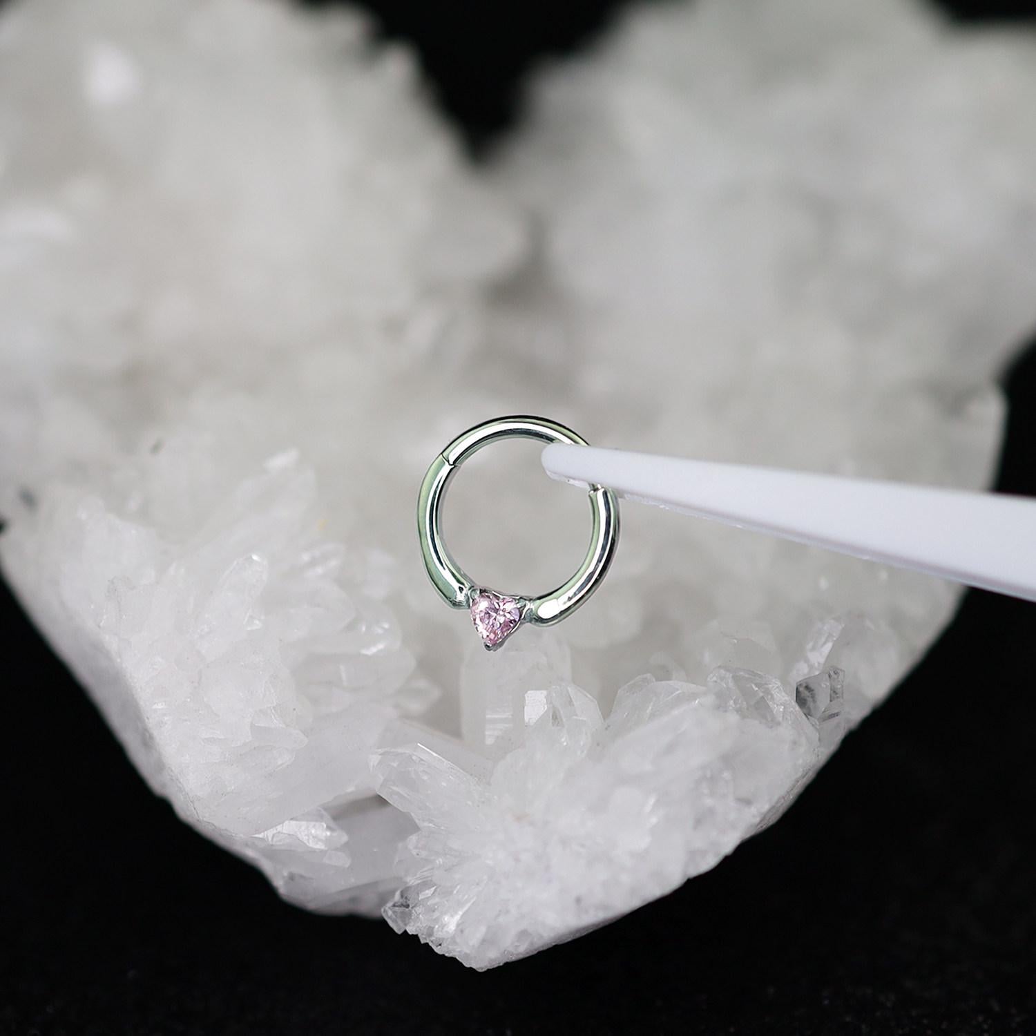 Titanium Sweetheart CZ Septum Clicker detail 5