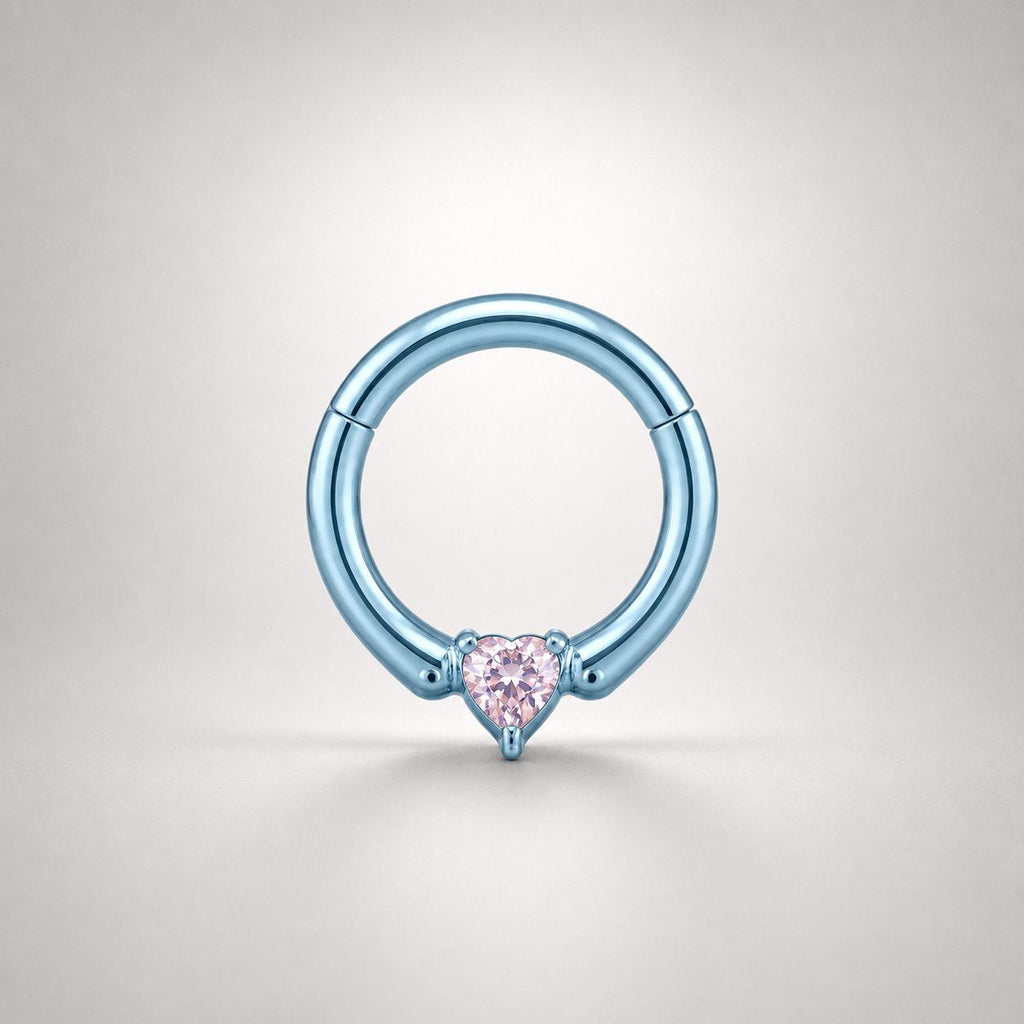Titanium Sweetheart CZ Septum Clicker detail 8