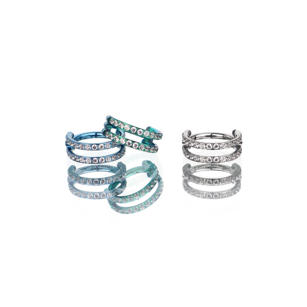 Titanium Double Row CZ Septum Clicker detail 4