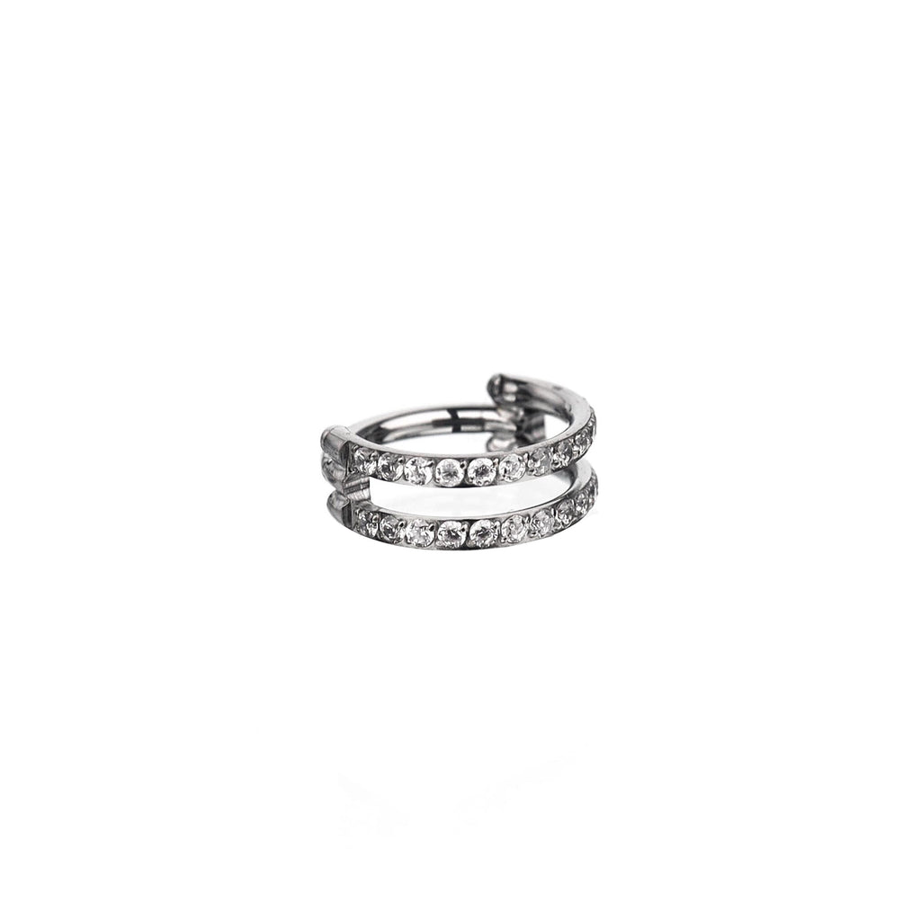 Titanium Double Row CZ Septum Clicker detail 5
