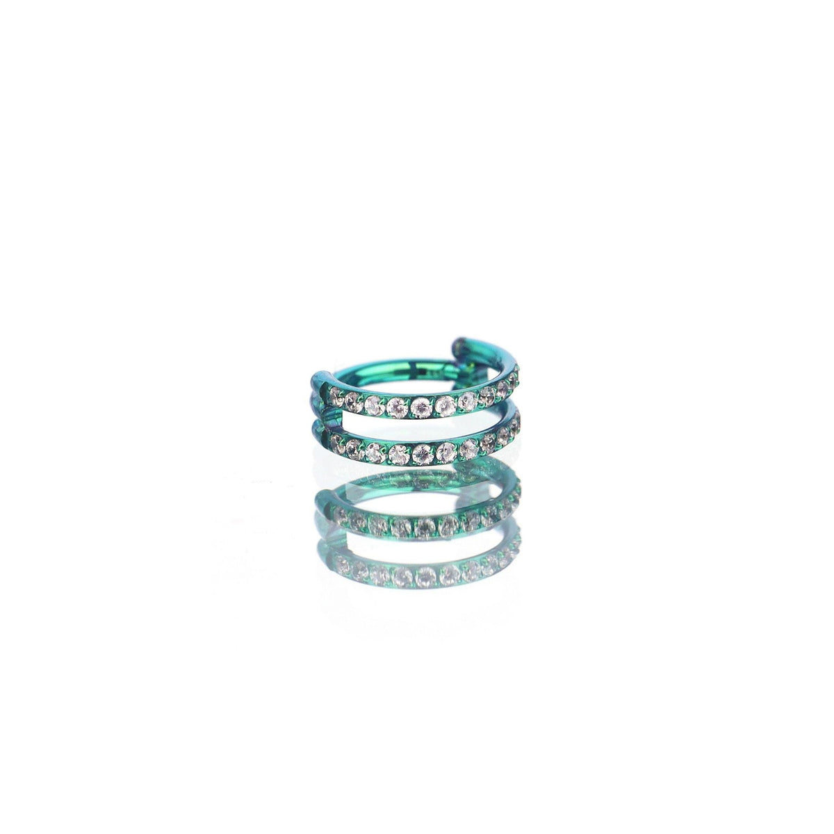 Titanium Double Row CZ Septum Clicker detail 7