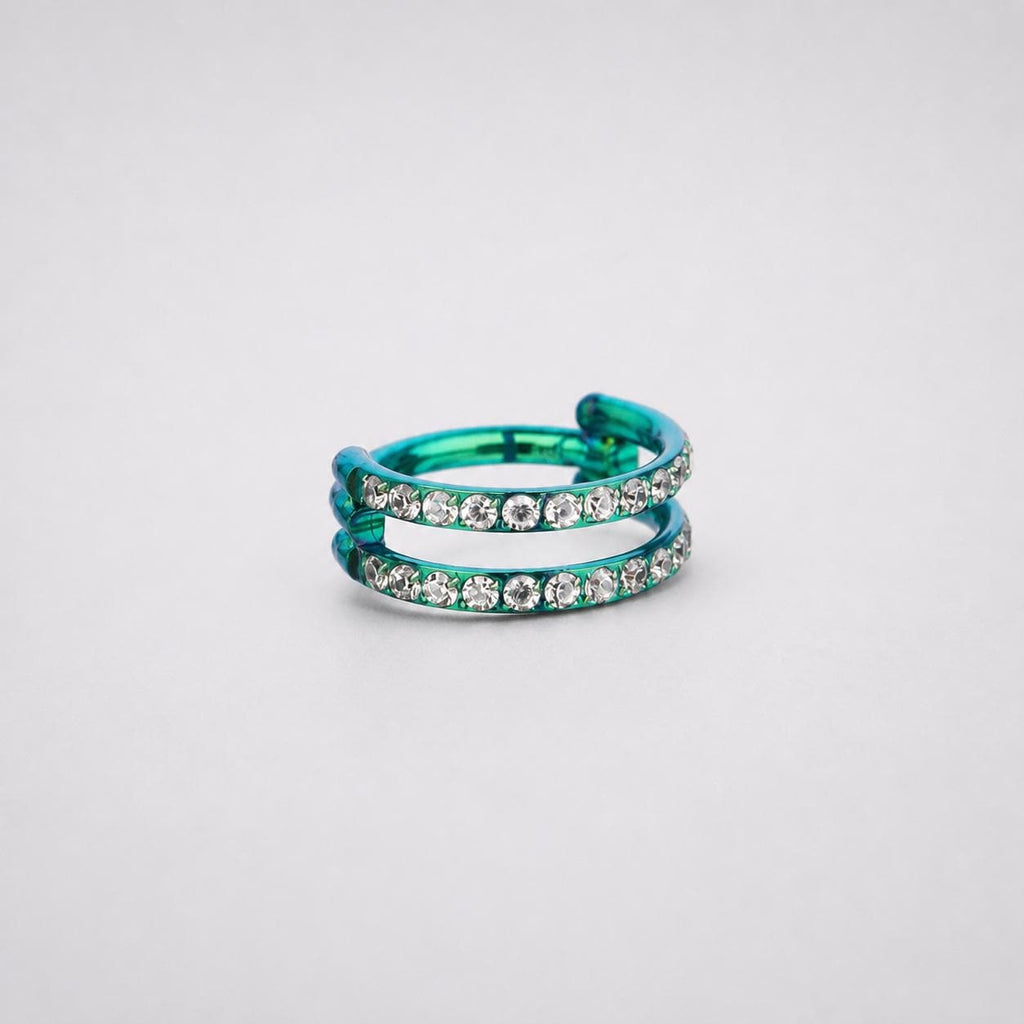 Titanium Double Row CZ Septum Clicker detail 9