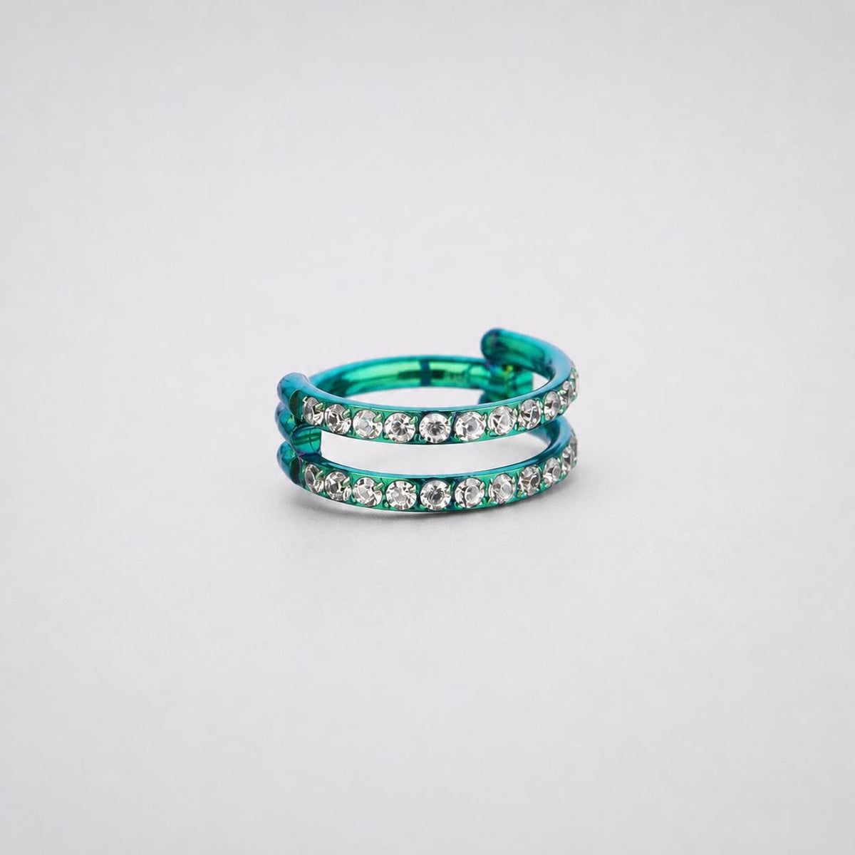 Titanium Double Row CZ Septum Clicker detail 9