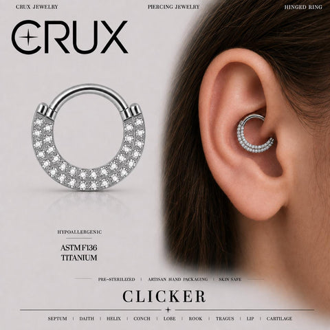 Titanium Double Row Pavé CZ Septum Clicker