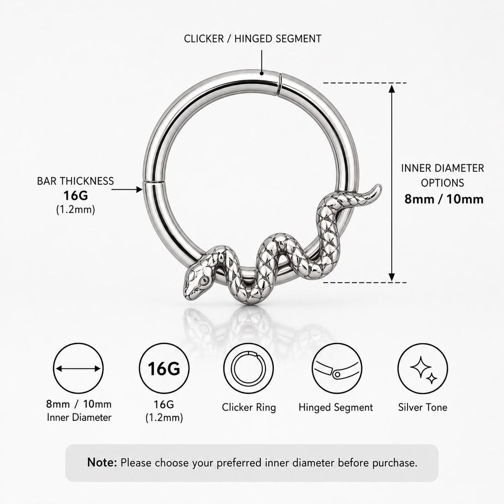 Titanium Snake Septum Clicker detail 11