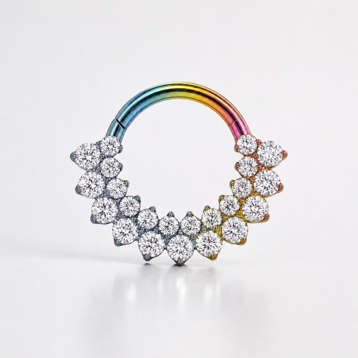 Titanium Rainbow CZ Septum Clicker detail 5