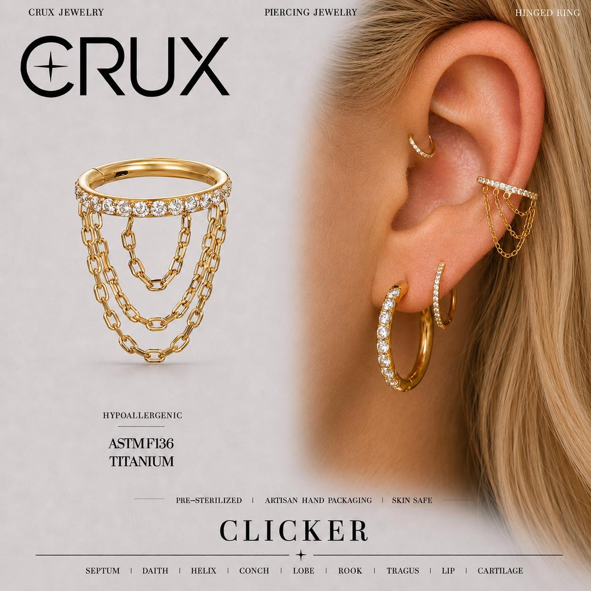 Titanium Triple Chain Septum Clicker
