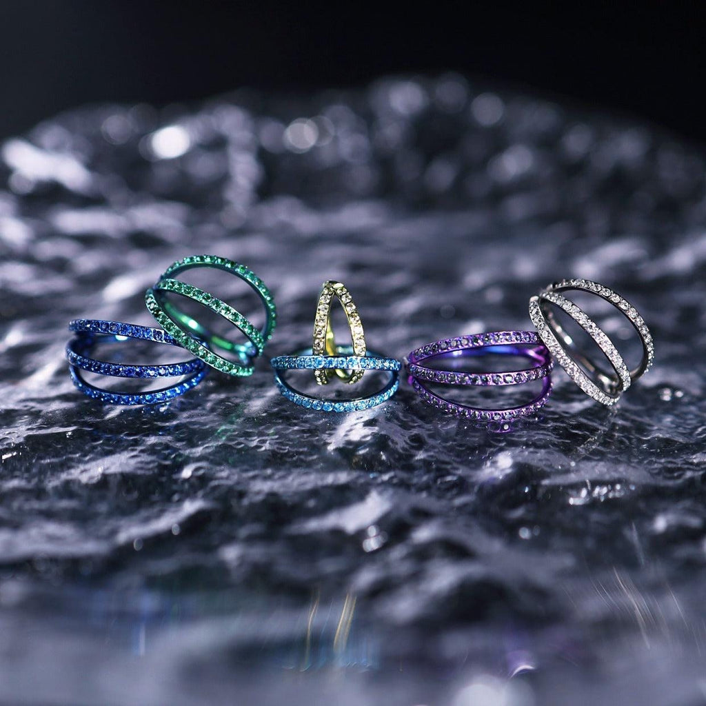 Titanium Double & Triple Row CZ Septum Clicker detail 3