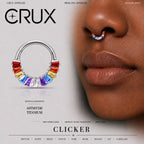Titanium Rainbow Baguette Septum Clicker