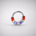 Titanium Rainbow Baguette Septum Clicker detail 4