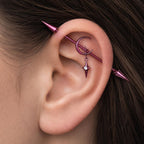 Crescent Moon Chain titanium industrial barbell, detail view 2
