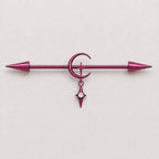Crescent Moon Chain titanium industrial barbell, detail view 3