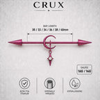 Crescent Moon Chain titanium industrial barbell, detail view 4