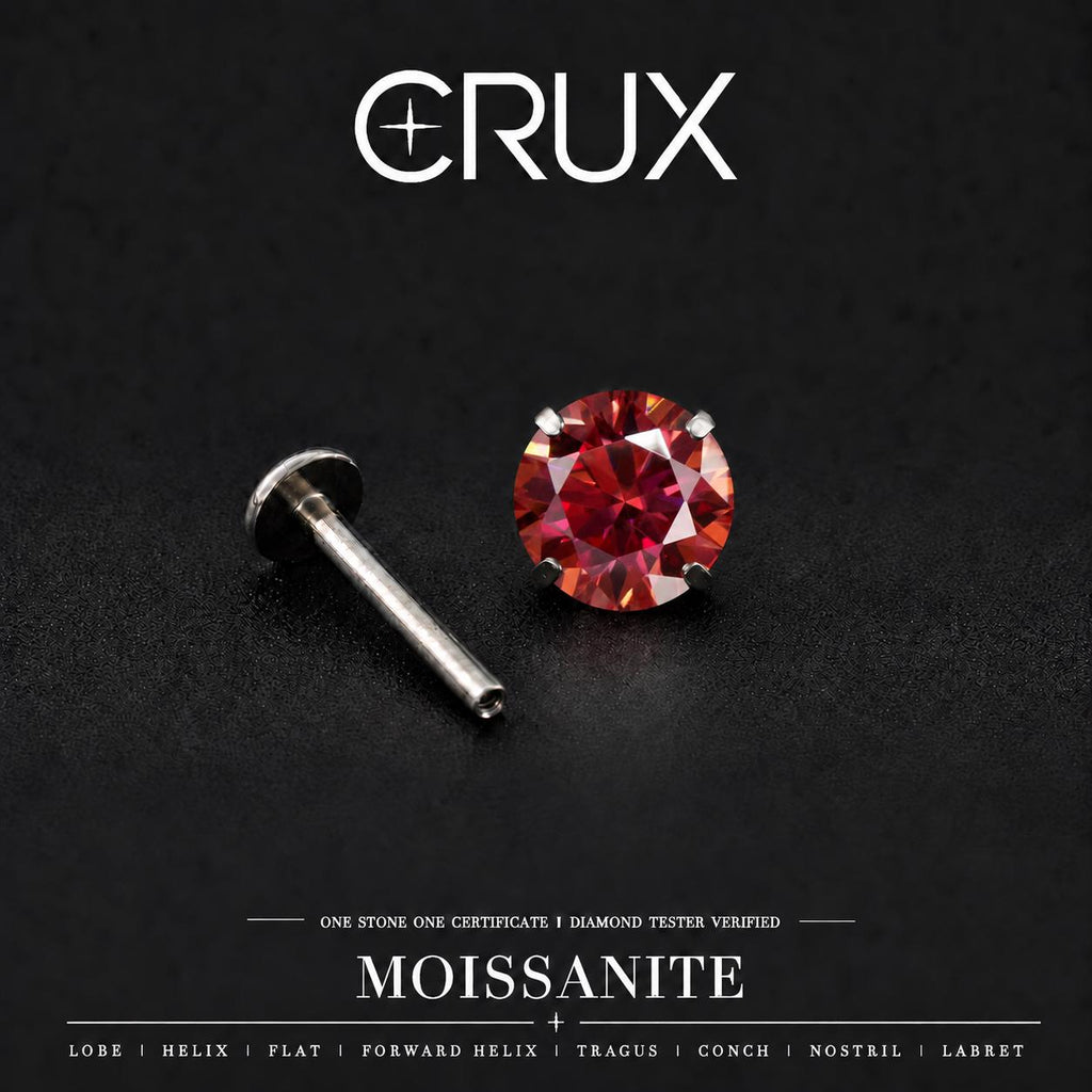 ETSY 4574941329 | IMAGE 1 | Crimson Moissanite Flat Back Stud