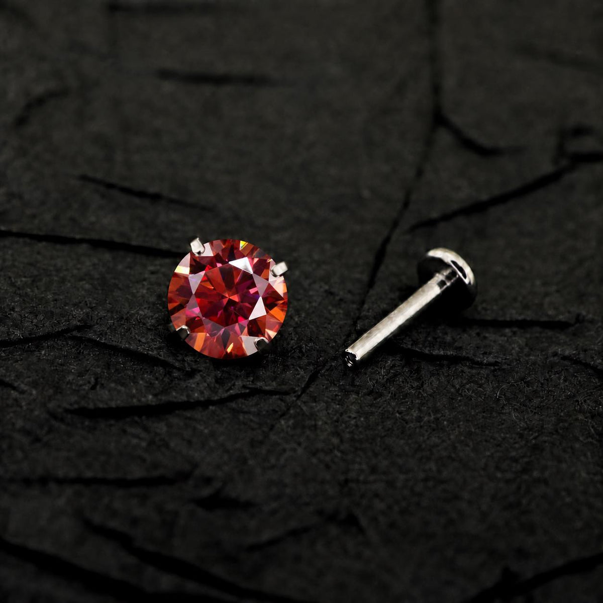 ETSY 4574941329 | IMAGE 3 | Crimson Moissanite Flat Back Stud