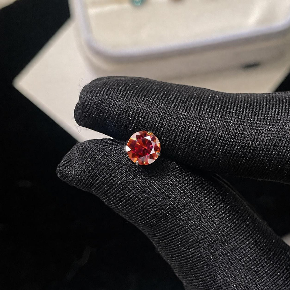 ETSY 4574941329 | IMAGE 4 | Crimson Moissanite Flat Back Stud
